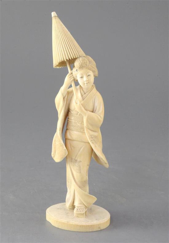 A Japanese ivory figure of a bijin, early 20th century, height 21.5cm